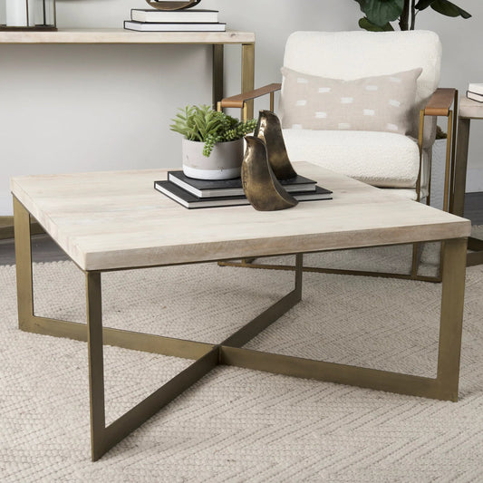 Faye Coffee Table by Mercana. Made from solid wood in a transitional style.
