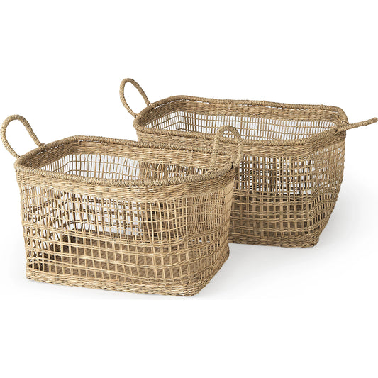 Bellisa Seagrass Baskets by Mercana in brown. Made from fabric in a rustic style.