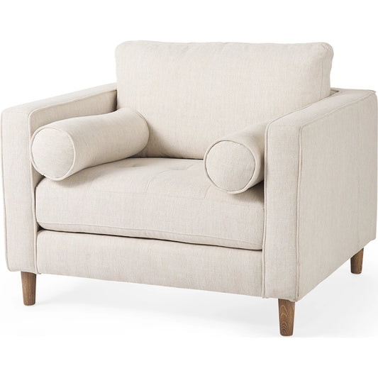 Loretta Chair by Mercana in cream. Made from fabric in a transitional style.