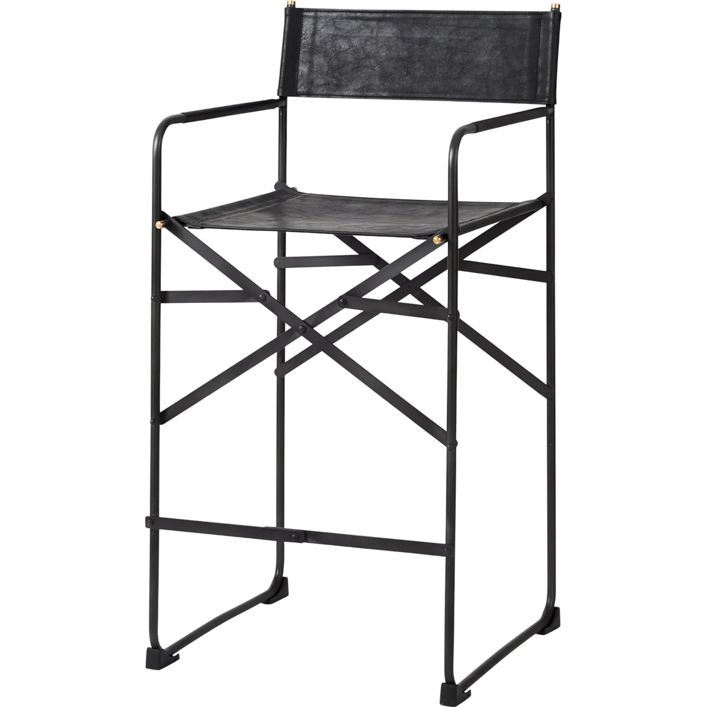 001 SI-2369659 | Primary Silo | Direttore Leather Counter Stool by Mercana in black. Made from metal in a unique style.