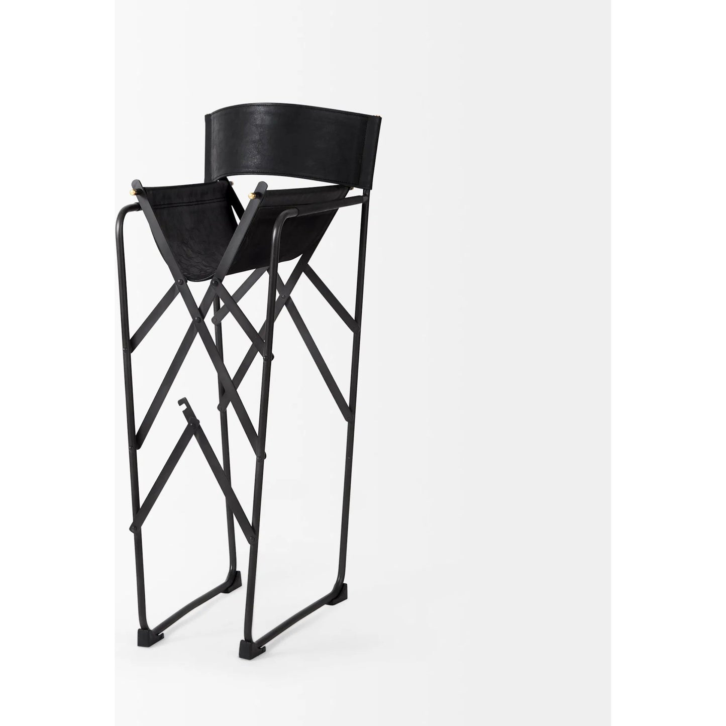 005 SI-2369659 | Closeup | Direttore Leather Counter Stool by Mercana in black. Made from metal in a unique style.