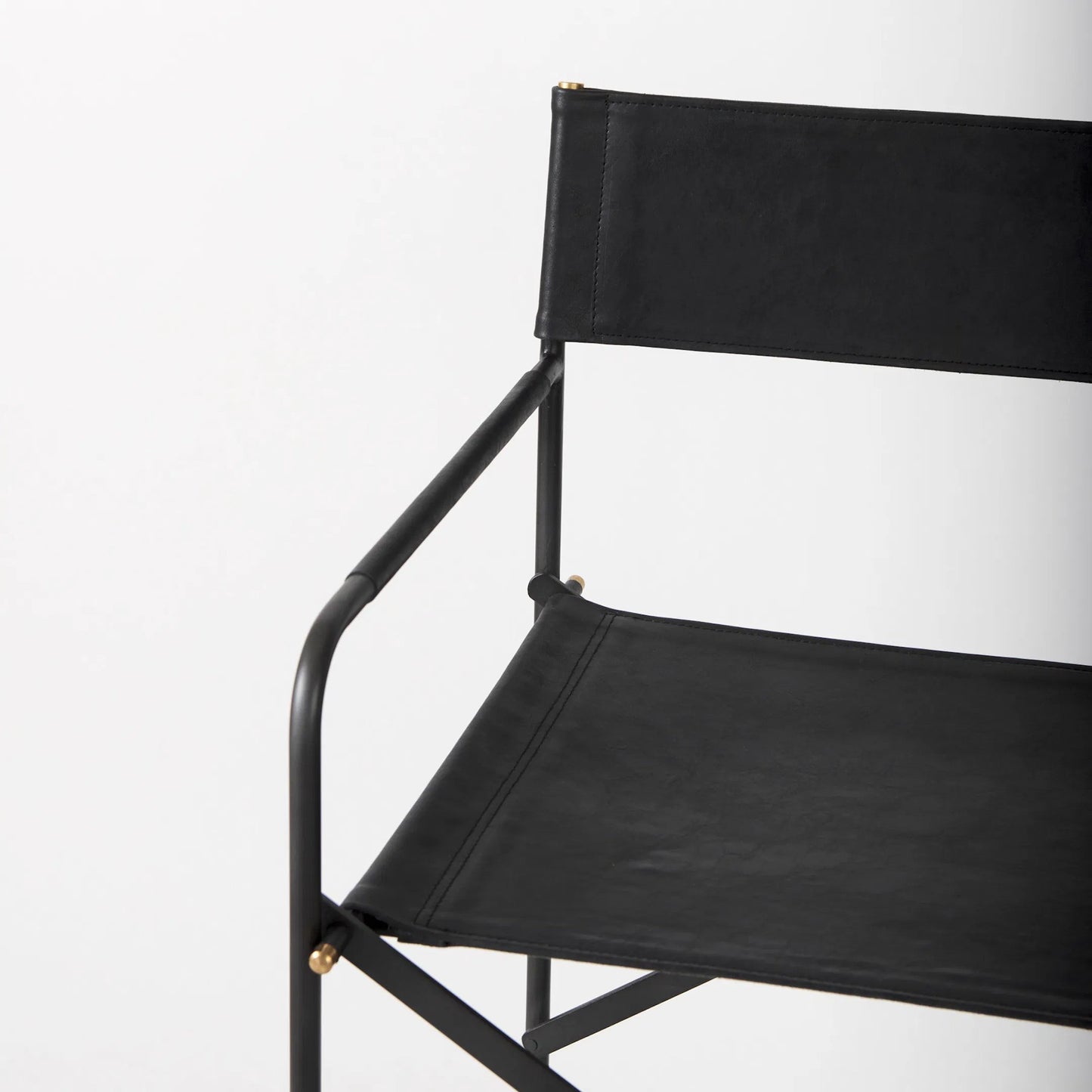 006 SI-2369659 | Closeup | Direttore Leather Counter Stool by Mercana in black. Made from metal in a unique style.