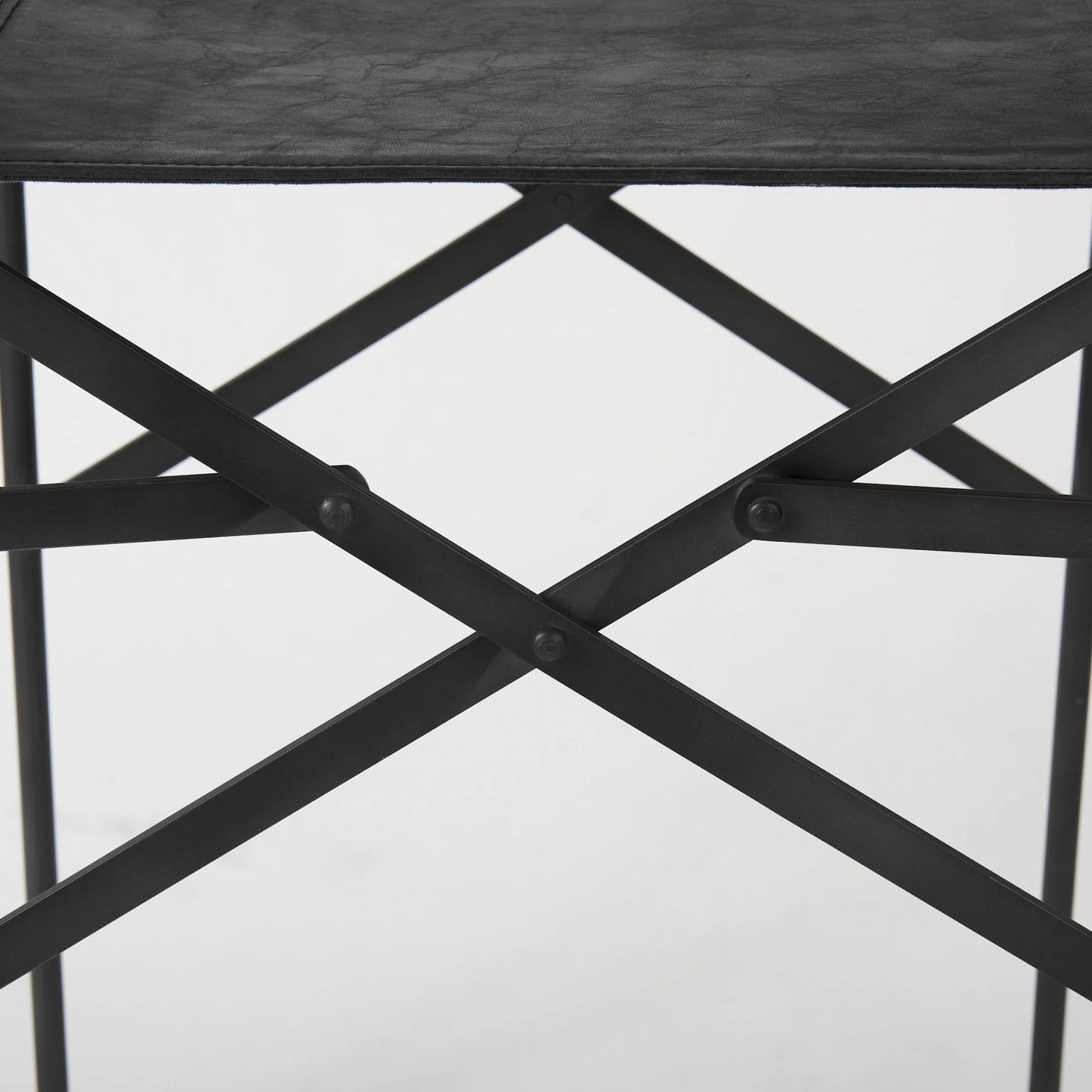 008 SI-2369659 | Closeup | Direttore Leather Counter Stool by Mercana in black. Made from metal in a unique style.