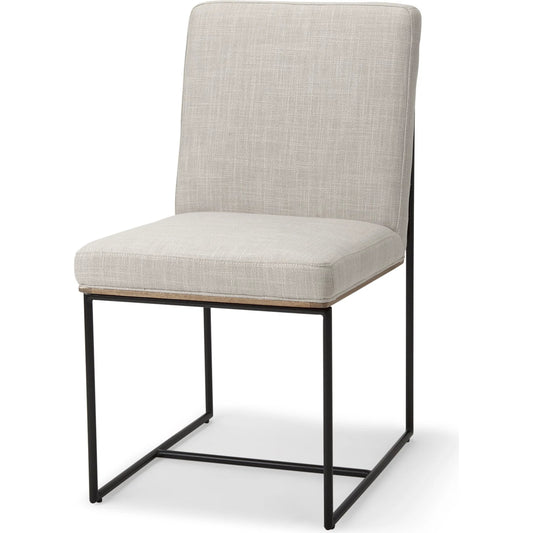Stamford Dining Chair by Mercana in beige. Made from metal in a transitional style.