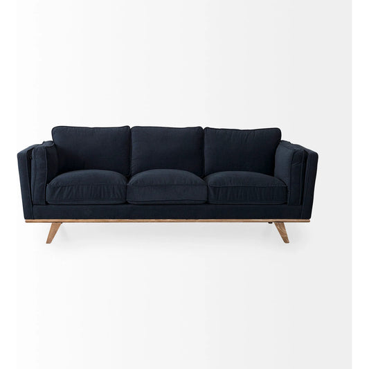 Brooks Upholstered Sofa by Mercana in navy. Made from polyester blend in a transitional style.