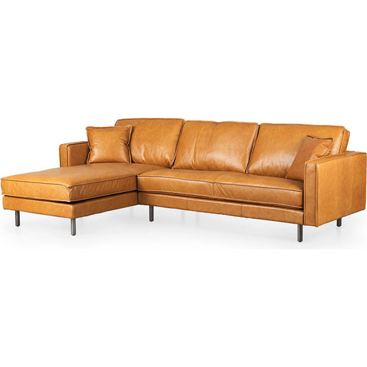 D'Arcy Sectional by Mercana in tan. Made from leather in a traditional style.