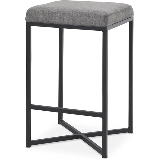 Frodo Counter Stool by Mercana in gray. Made from fabric in a transitional style.