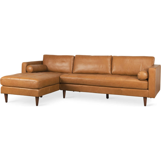 Svend Sectional by Mercana in tan. Made from solid wood in a traditional style.