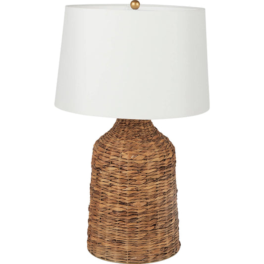 Campanile Table Lamp by Mercana in brown. Made from wood in a rustic style.
