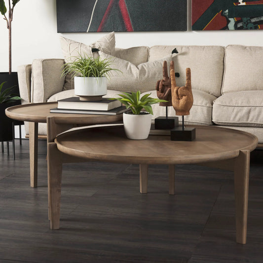 Cleaver Coffee Table by Mercana in dark brown. Made from unique in a modern style.