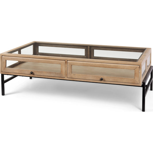 Arelius Rectangular Coffee Table by Mercana. Made from solid wood in a modern style.