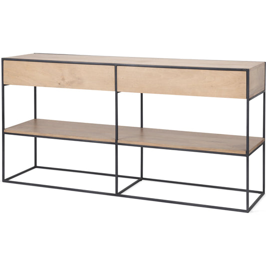 Morris Console Table by Mercana in brown. Made from iron in a transitional style.