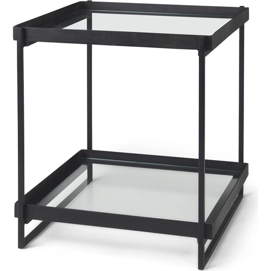 Trey Accent Table by Mercana in black. Made from metal in a transitional style.