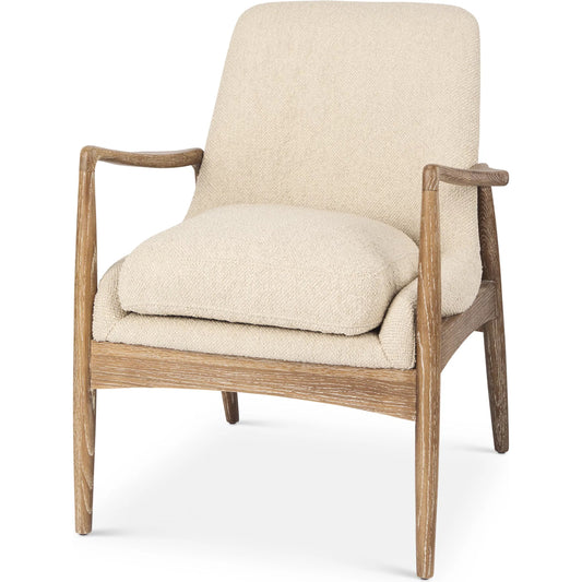 Westan Upholstered Accent Chair by Mercana in cream boucle. Made from fabric in a transitional style.