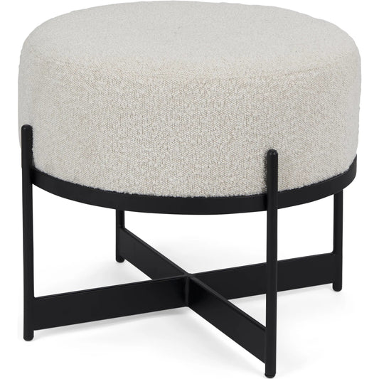 Amelia Stool by Mercana in cream. Made from fabric in a modern style.