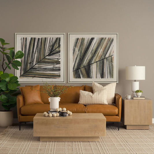 Lake Como Sofa by Mercana in tan. Made from genuine leather in a traditional style.