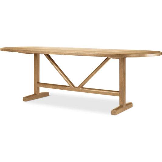 017 None | Unknown | Viktor Dining Table by Mercana in light brown. Made from solid wood in a transitional style.