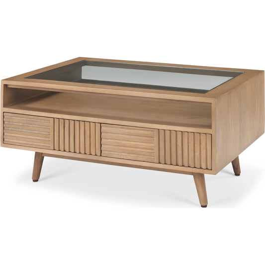 Sable Coffee Table by Mercana in brown. Made from solid wood in a transitional style.