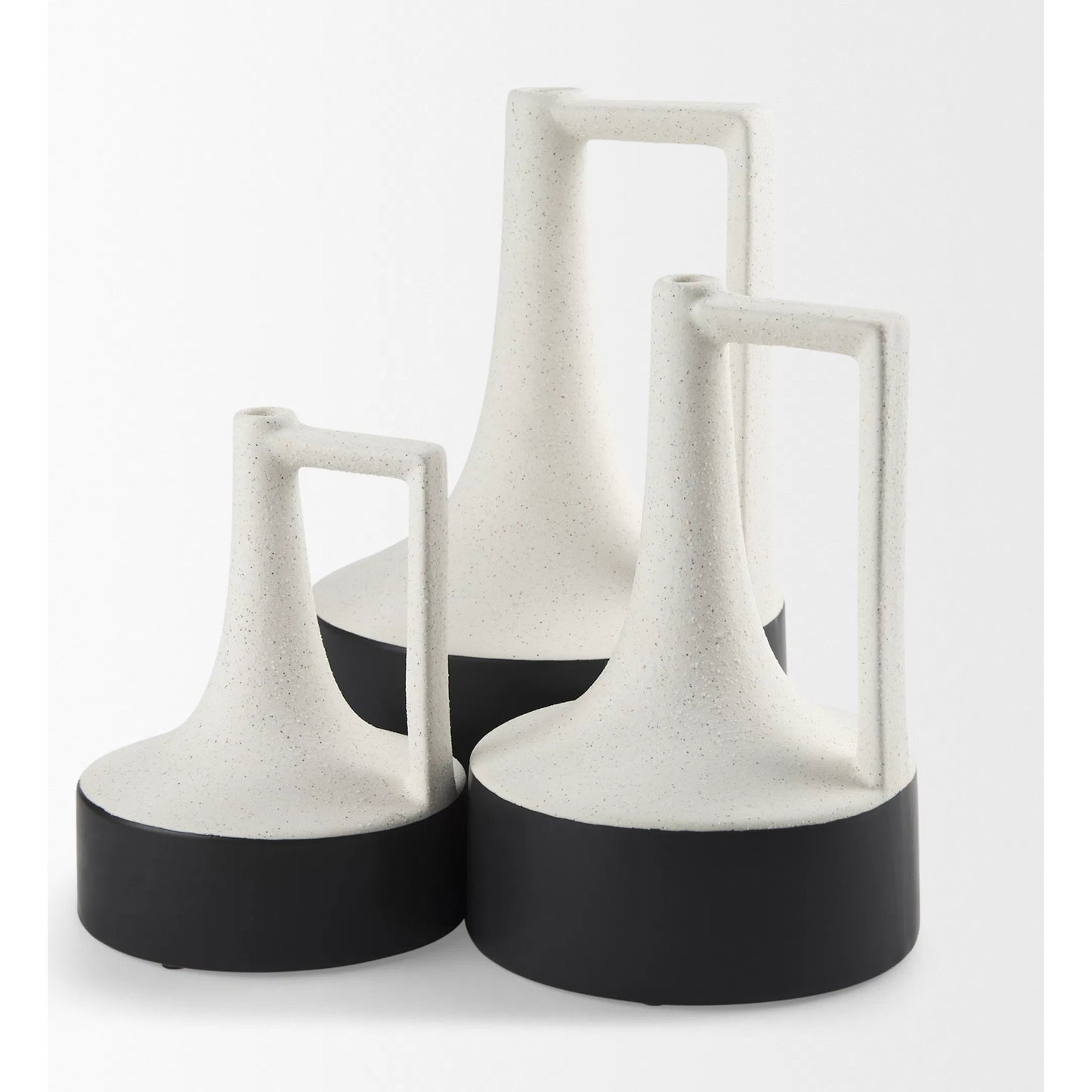 027 SI-2369674 | Closeup | Burton White & Black Jug Vase by Mercana in black, white. Made from ceramic in a modern style.