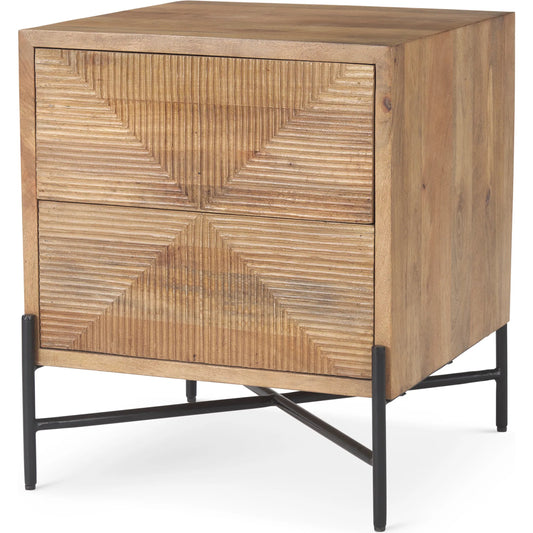 Cairo Side Table by Mercana in brown. Made from solid wood in a transitional style.