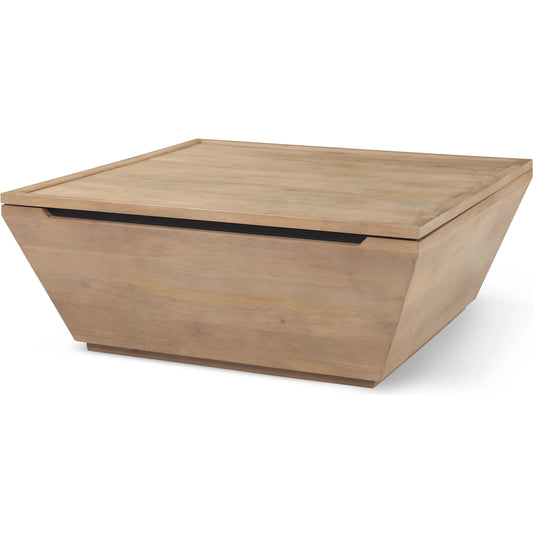Wyatt Coffee Table by Mercana in brown. Made from solid wood in a transitional style.