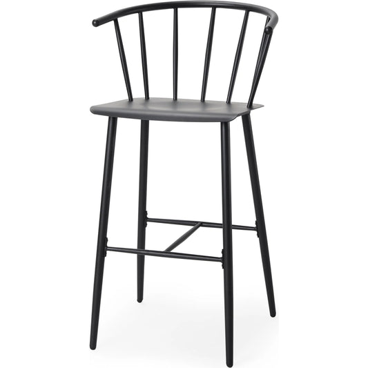 Colin Bar Stool by Mercana in black. Made from metal in a transitional style.