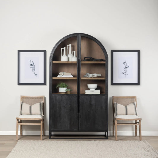 Sloan Large Curio Cabinet by Mercana in black. Made from solid wood in a modern style.