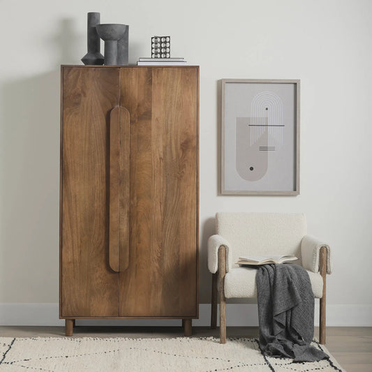Astrid Cabinet by Mercana in medium brown. Made from solid wood in a transitional style.