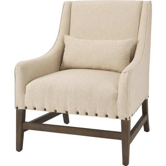 Kensington Accent Chair by Mercana in cream. Made from fabric in a transitional style.
