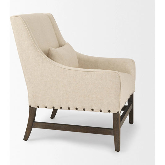 Kensington Accent Chair by Mercana in cream. Made from fabric in a transitional style.