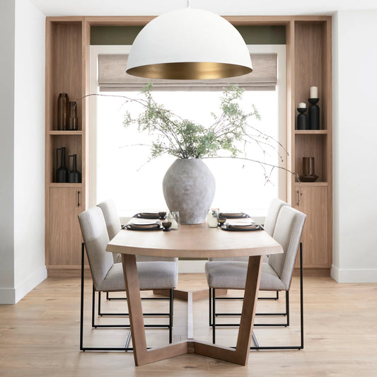 Stamford Dining Chair by Mercana in beige. Made from metal in a transitional style.