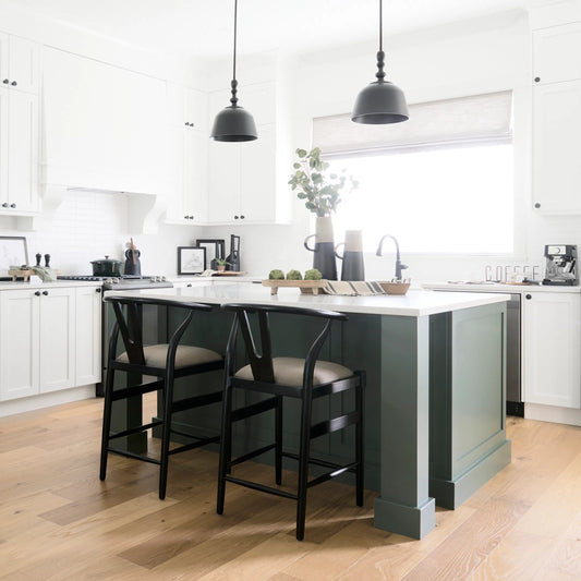 Trixie Upholstered Seat Counter Stool by Mercana in black. Made from wood in a unique style.