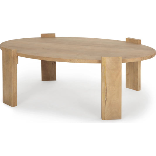 Evelyn Coffee Table by Mercana in brown. Made from solid wood in a transitional style.