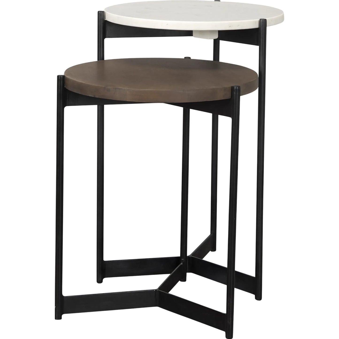 001 SI-2369347 | Primary Silo | Larkin Nesting Side Tables by Mercana in white, medium brown. Made from metal in a unique style.