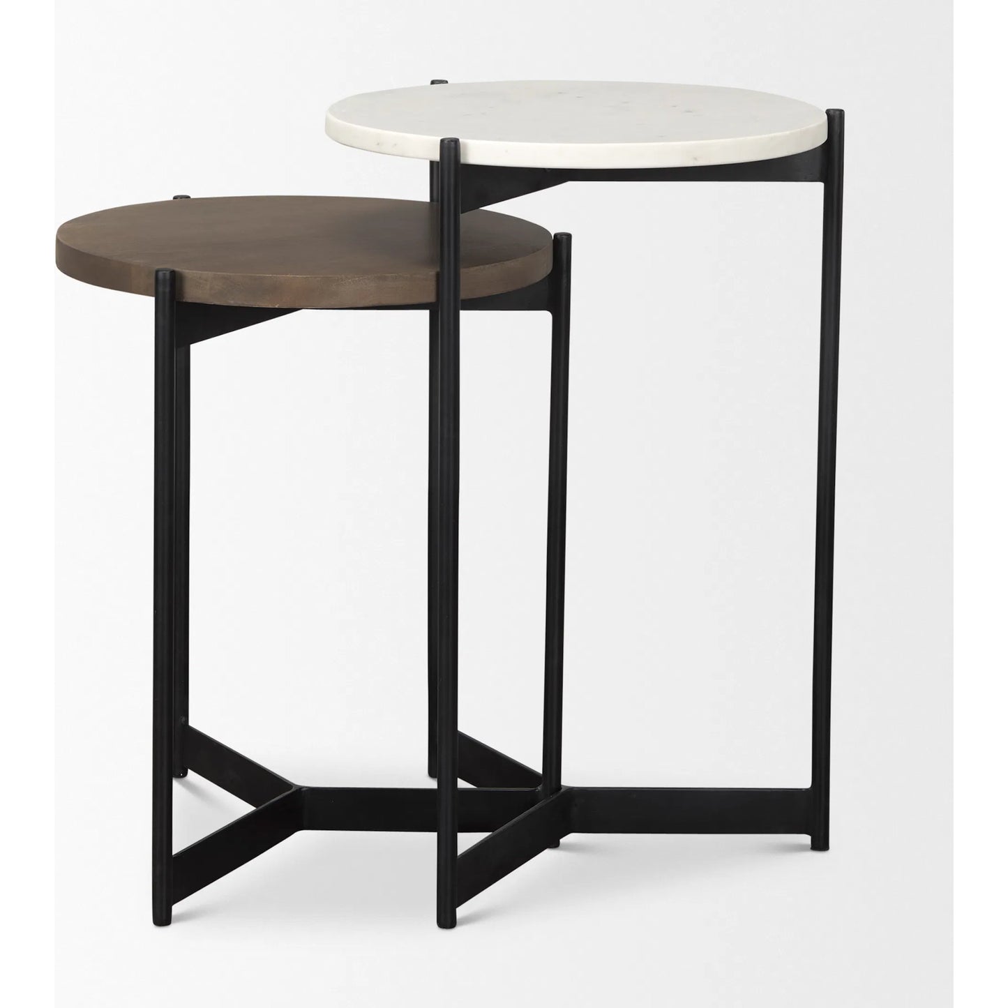 003 SI-2369347 | Additional Silo | Larkin Nesting Side Tables by Mercana in white, medium brown. Made from metal in a unique style.
