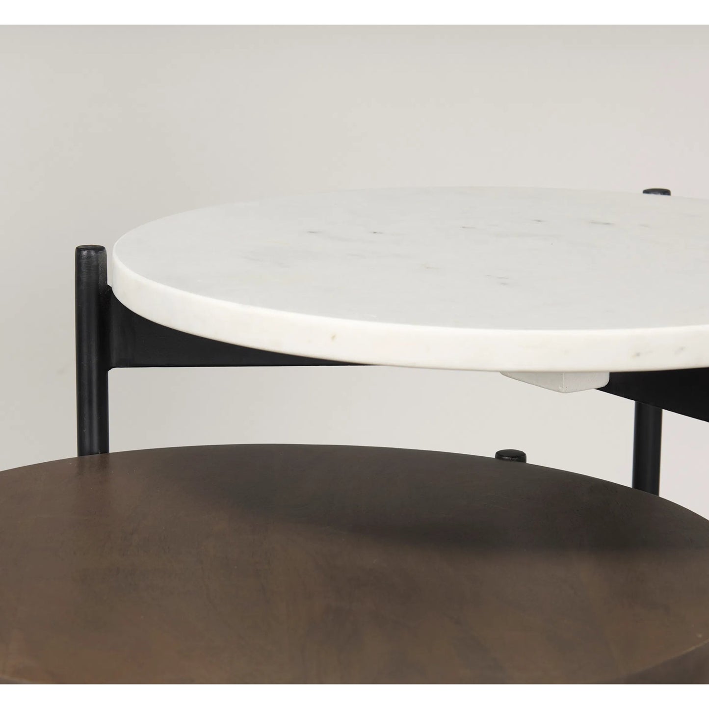 007 SI-2369347 | Closeup | Larkin Nesting Side Tables by Mercana in white, medium brown. Made from metal in a unique style.