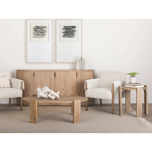 Evelyn End Table by Mercana in brown. Made from solid wood in a transitional style.