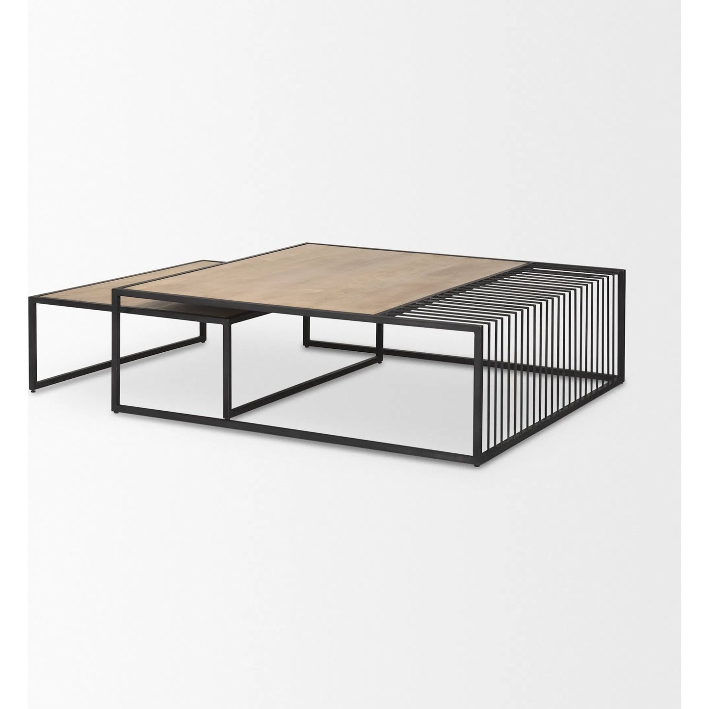 005 SI-2370080 | Closeup | Miles Nesting Coffee Tables by Mercana in brown. Made from wood in a unique style.