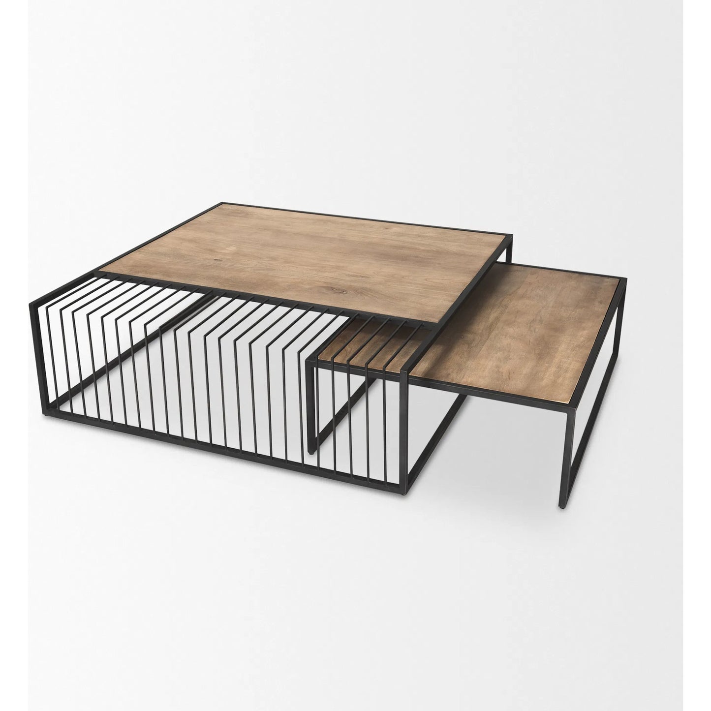 006 SI-2370080 | Closeup | Miles Nesting Coffee Tables by Mercana in brown. Made from wood in a unique style.