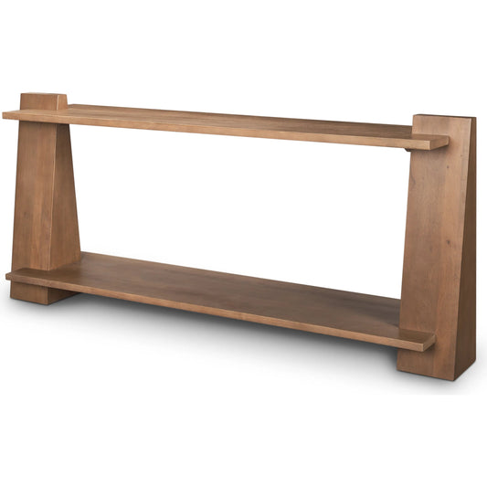 Eula Console Table by Mercana in brown. Made from solid wood in a transitional style.
