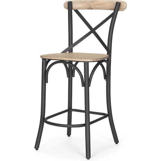 004 None | Unknown | Etienne Counter Stool by Mercana in brown. Made from solid wood in a transitional style.