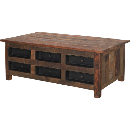 Wilton Coffee Table by Mercana in brown. Made from solid wood in a traditional style.
