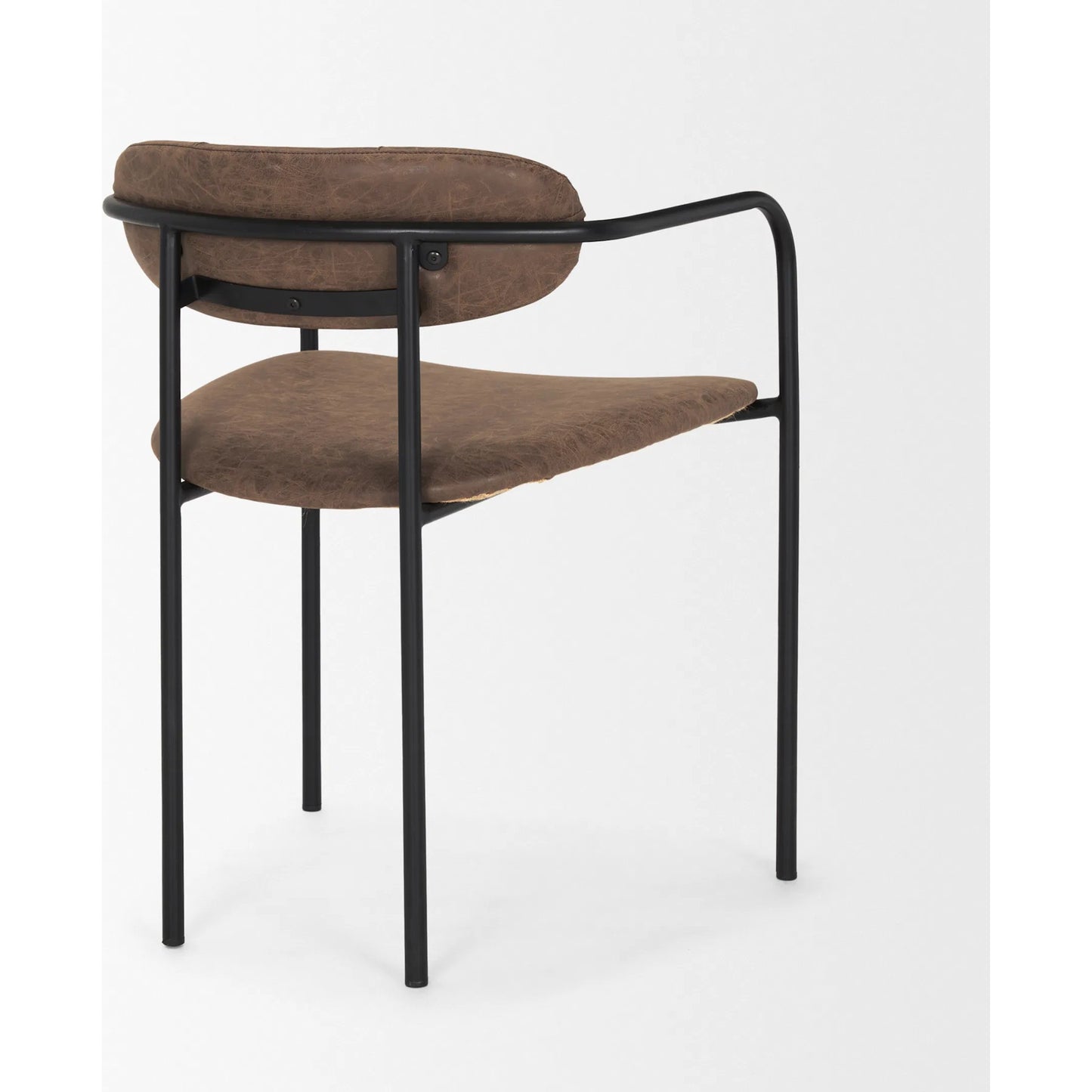 005 SI-2369491 | Closeup | Parker Leather Dining Chair (Set of 2) by Mercana in brown. Made from metal in a unique style.