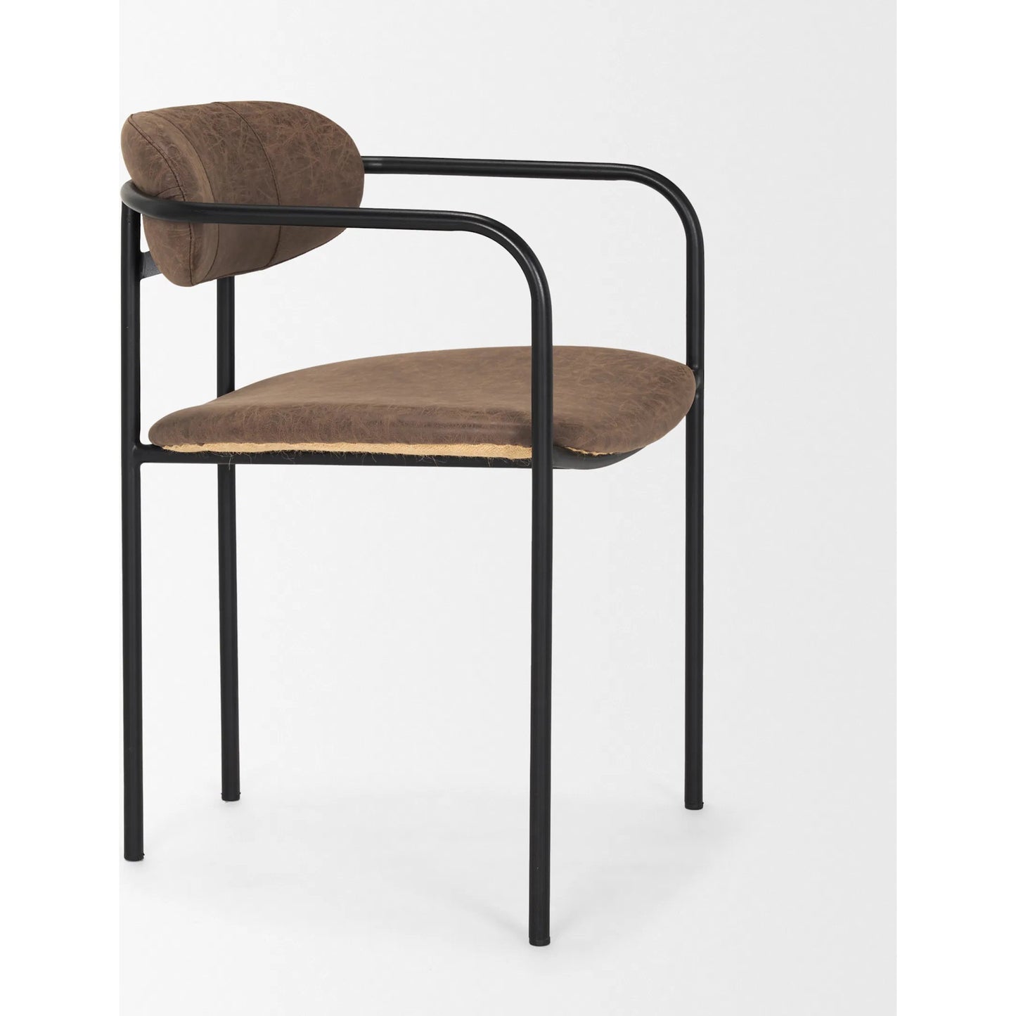 006 SI-2369491 | Closeup | Parker Leather Dining Chair (Set of 2) by Mercana in brown. Made from metal in a unique style.