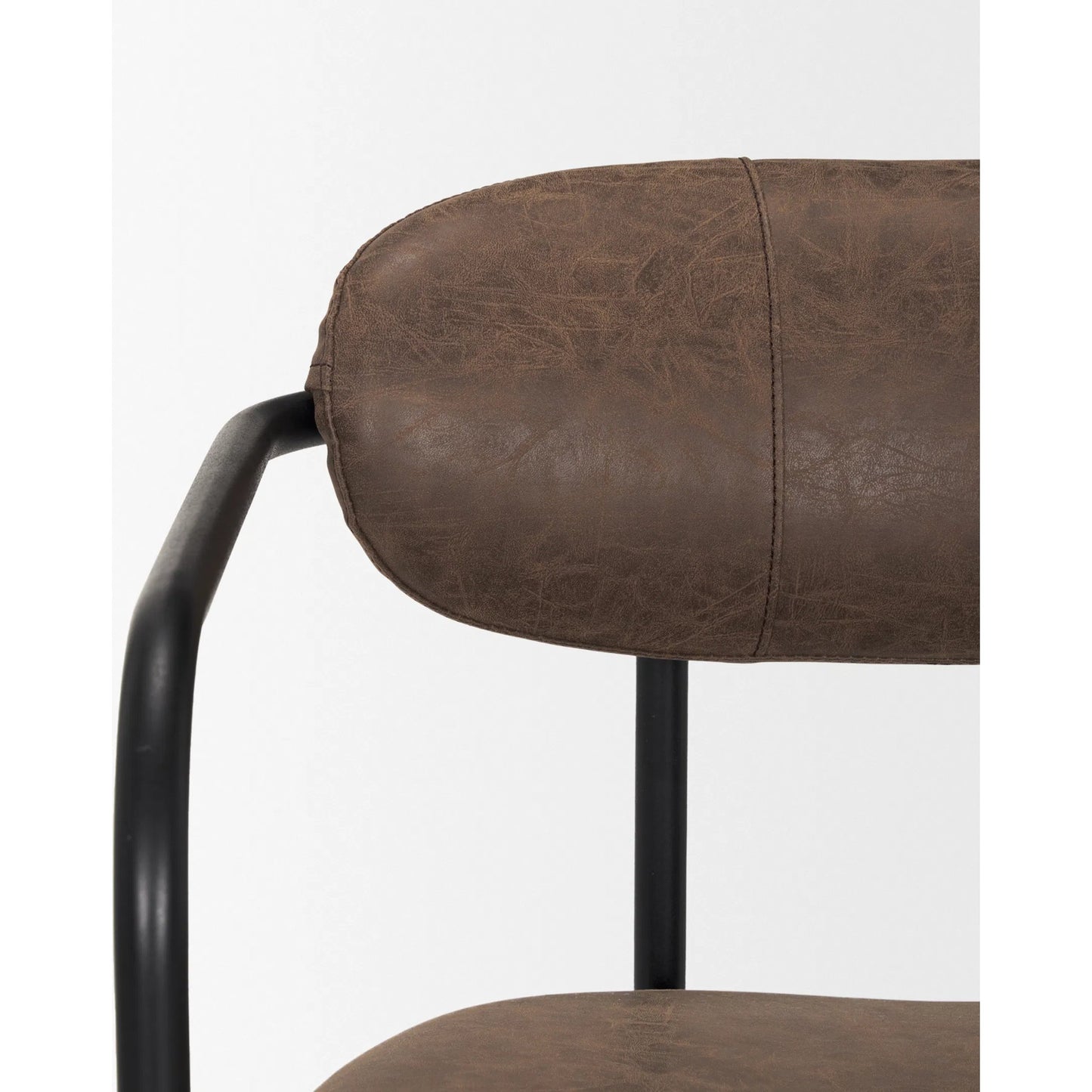 007 SI-2369491 | Closeup | Parker Leather Dining Chair (Set of 2) by Mercana in brown. Made from metal in a unique style.