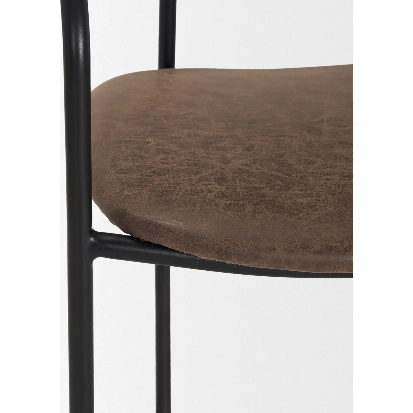 008 SI-2369491 | Closeup | Parker Leather Dining Chair (Set of 2) by Mercana in brown. Made from metal in a unique style.