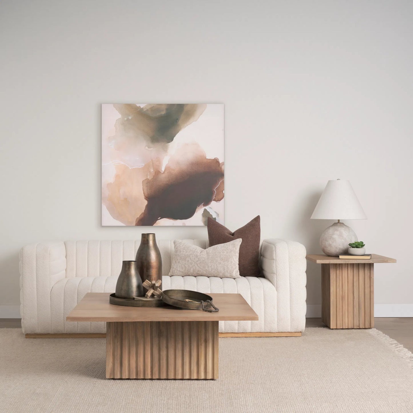 015 SI-2370356 | Lifestyle | June Side Table by Mercana in brown, light. Made from solid wood in a transitional style.