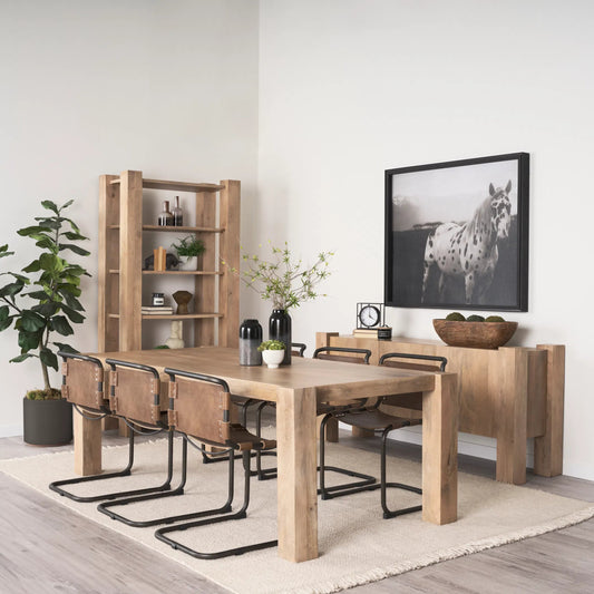 Beth Dining Table by Mercana in brown. Made from solid wood in a transitional style.