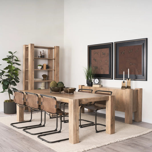 Beth Sideboard by Mercana in brown. Made from solid wood in a transitional style.