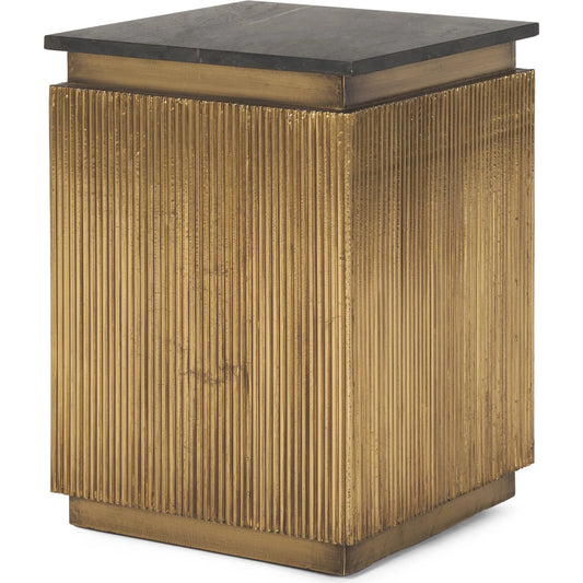 Satima Square Accent Table by Mercana in black, gold. Made from metal in a modern style.